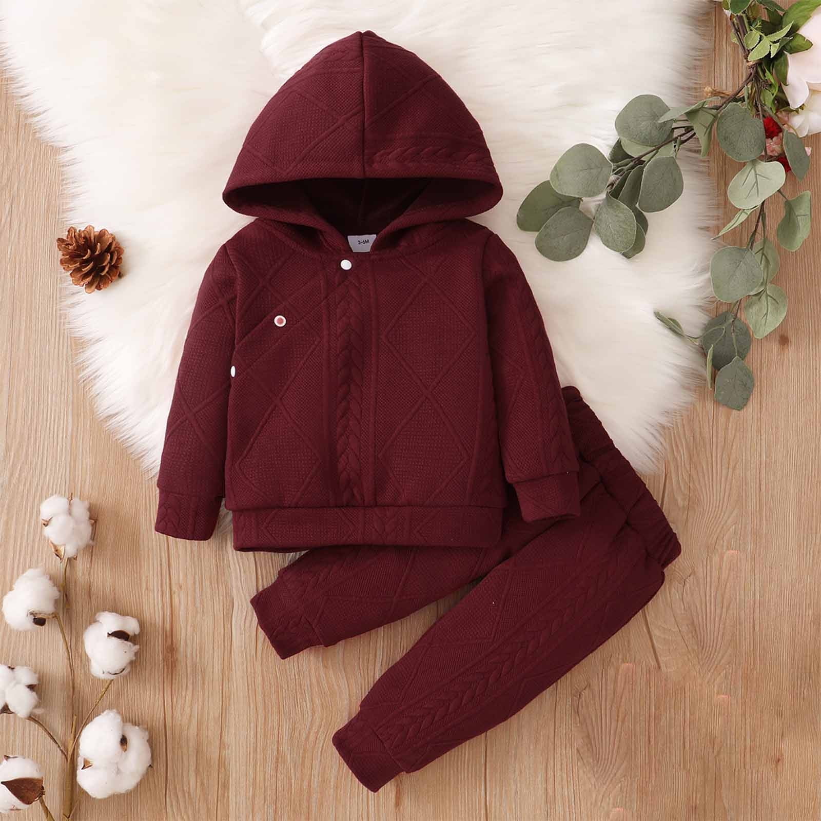 Fankiway Baby Girls Clothes Clearense Infant toddler Baby Boys Girls Sweater Set Solid Color Hooded top Long Sleeve top Trousers Two Piece Set toddlers Girls Clothes Size 2T 5T Clearance Walmart