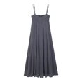 thumbnail image 3 of HH TRAF Vestido camisero elegante de verano para mujer, para vacaciones, playa, plisado, sin mangas, sin espalda, de algodón, con empalme de tul, vestido liso para mujer, 3 of 4