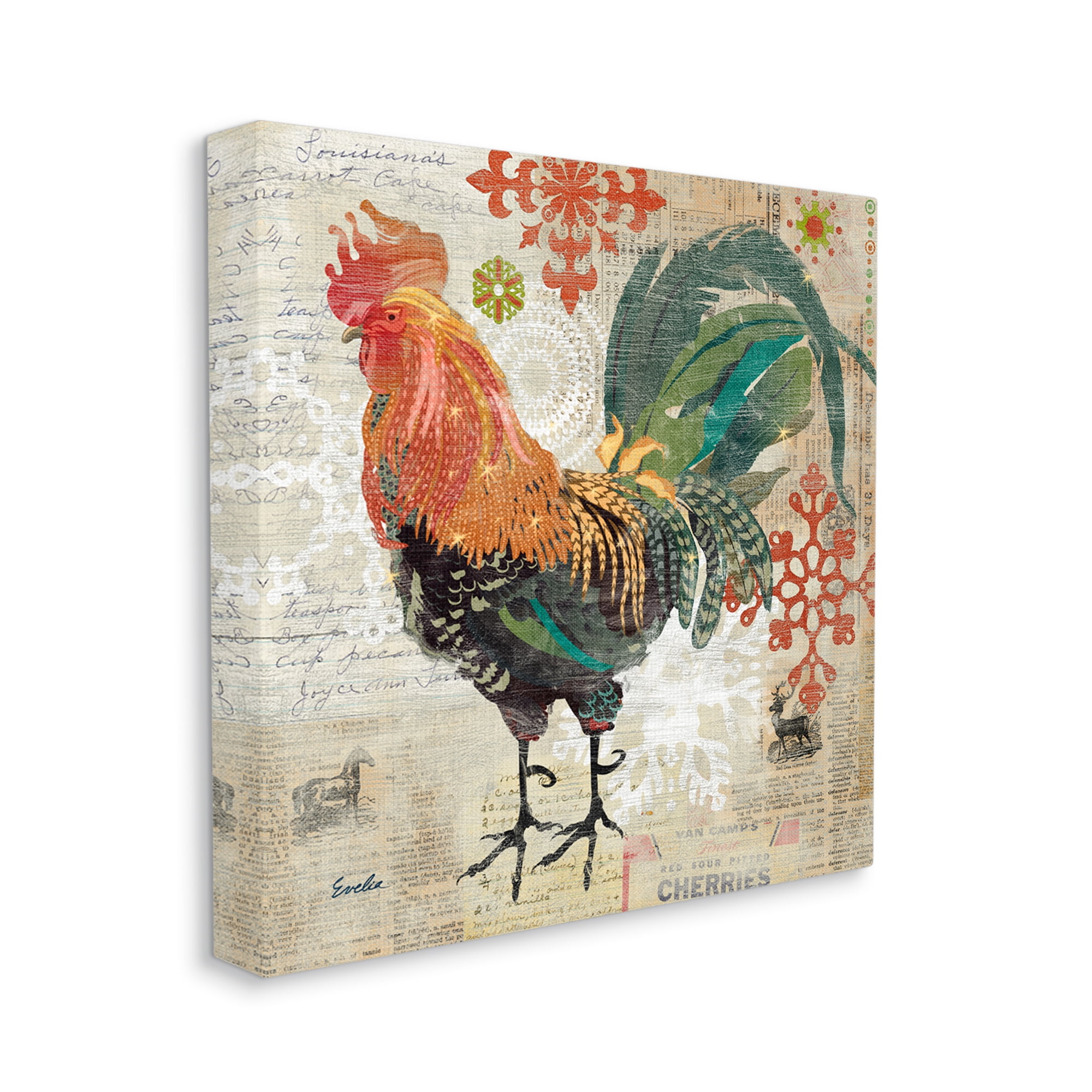 Stupell Kitchen Rooster Farmhouse Collage Animals & Insects Painting Gallery Wrapped Canvas Print Wall Art