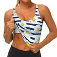 thumbnail image 3 of Uemuo Daisy Striped Nautical Pattern Women's Sports Bra - High Impact Support, Breathable, and Comfortable Athletic Bra for Running, Yoga, and Workouts, 3 of 9