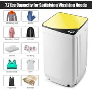 Giantex Full-Automatic Washing Machine, 7.7lbs Capacity Washer and Spinner Combo w/Built-in Barrel Light, Drain Pump & Long Hose, Compact Laundry Washer for Small Spac/RV/Dorm (Yellow)