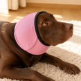 thumbnail image 3 of Sulaicai Adjustable Dog Noise Cancelling Ear Wrap, Soft Calming Ear Muffs for Fireworks Thunderstorms, Comfort Pet Ear Protection Hood for Grooming Bathing Swimming (Pink, Small), 3 of 6