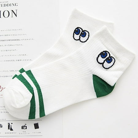 

GETHOME Eyes Sports College Middle Tube Boat Adults Cotton Blend Stripes Women Socks