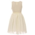 thumbnail image 3 of Little Girls Elegant Sleeveless Lace Pearl Chiffon Birthday Party Party Flower Girl Dress Ivory 4 (2J1K2S1), 3 of 5