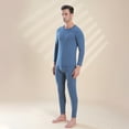 thumbnail image 4 of Conjunto de ropa interior térmica termostática de cuello redondo para hombre, traje de hilo colorido AB de terciopelo para preservación del calor de invierno, 4 of 5