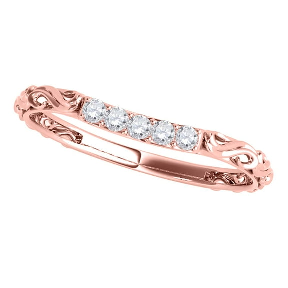 Aonejewelry 0.10 Carat Diamond Wedding Curved Band In 14K Rose Gold