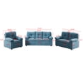 thumbnail image 3 of Hybiton Modern 3 Piece Sofa Set Linen Chair & Loveseat & Sofa - Blue, 3 of 8