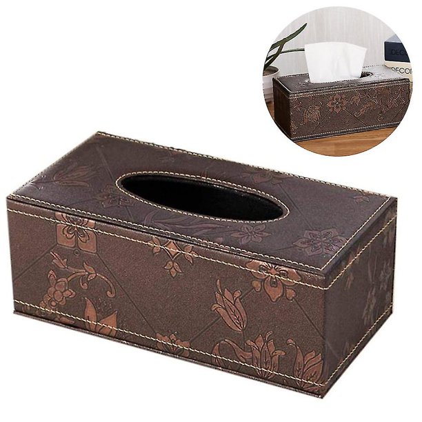 Cubierta de caja de pañuelos de tamaño estándar con soporte para caja de pañuelos faciales de cuero Pu