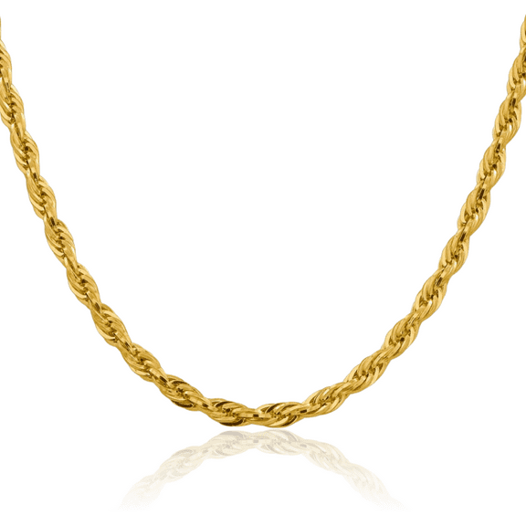 14K Solid Yellow Gold 4.75mm Rope Chain Twisted Link Necklace