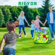 2-in-1 Dinosaur Bean Bag Toss Game, HXFOU Cornhole Set with 8 Cornhole Bags, Outdoor Toys for Toddlers 3-5, Backyard & Carnival Yard Games for Kids & Adults