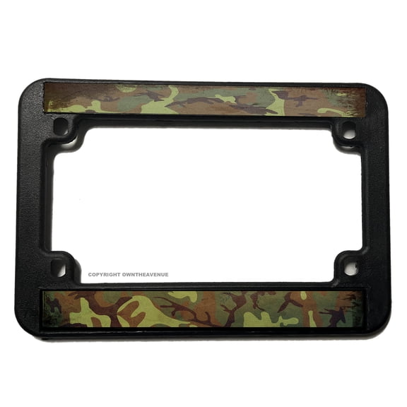 Vintage Style Rugged Distressed Camo Motorcycle License Plate Frame
