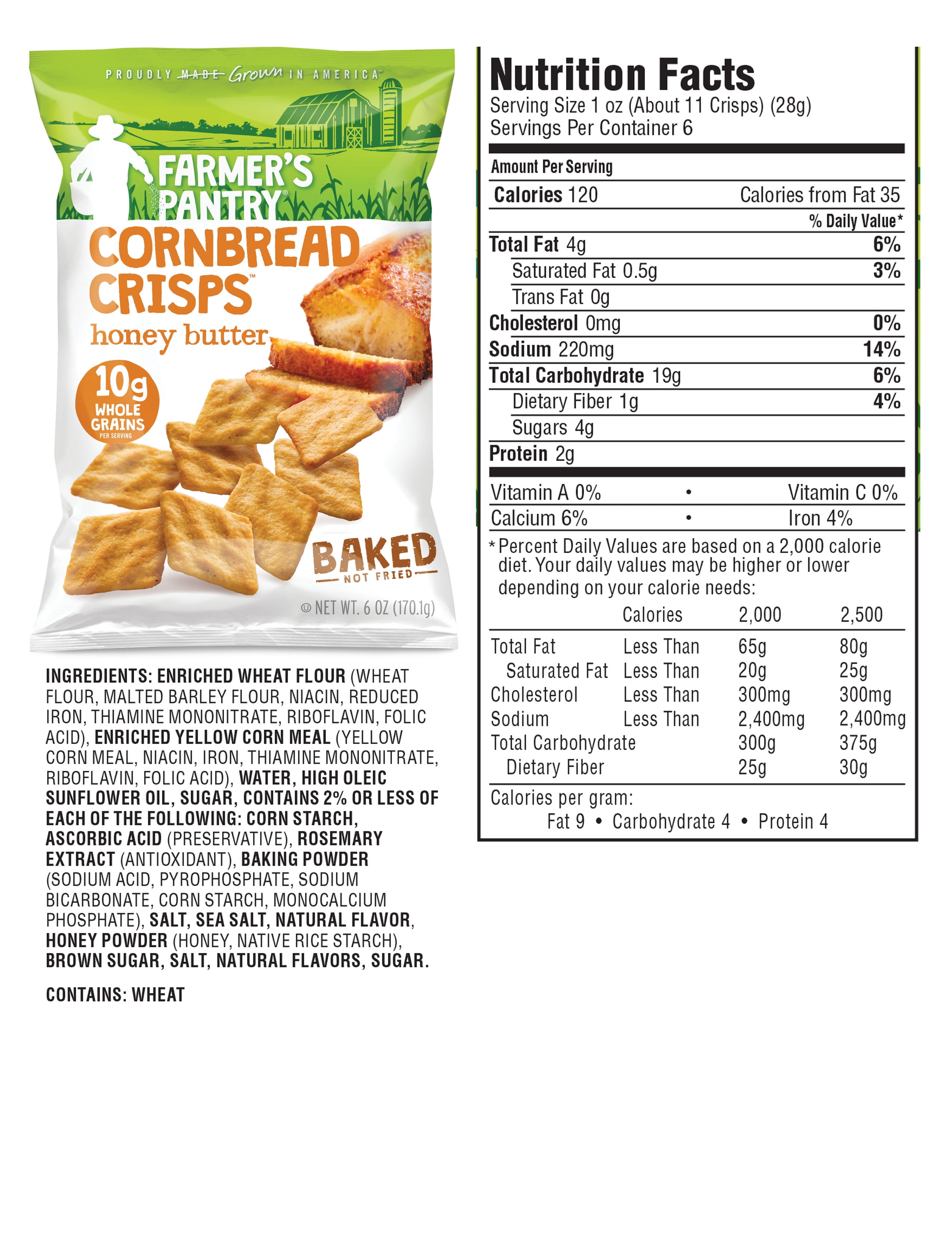 Farmer's Pantry Cornbread Crisps Variety Pack, Original/Honey Butter, 12 Pack, 6 oz Bags