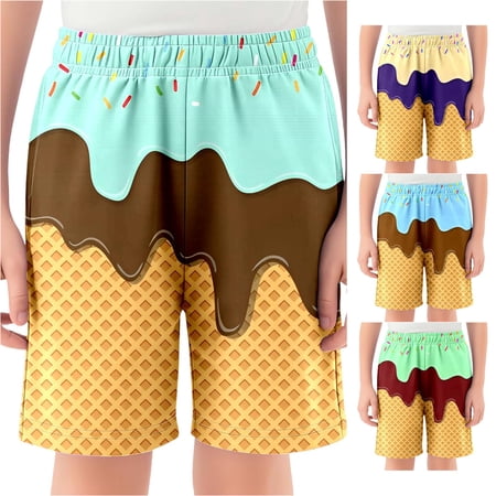 WEIGFI Toddler Kid Boys Swim Trunks Ice Print Quick Dry Board Shorts With Pockets Surfing Elastic Waist Swimwear Summer Water Play Daily Wear Cute Pool Beachwear Mint Green 13-14 Years