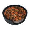 thumbnail image 2 of ORANGE MONARCH BUTTERFLY PATTERNED Coasters With Leather Holder Set Of 6 Round Coasters for Home and Kitchen Decor, 2 of 7