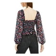 thumbnail image 2 of LEYDEN Womens Black Smocked Printed Square Neck Top Juniors S, 2 of 2