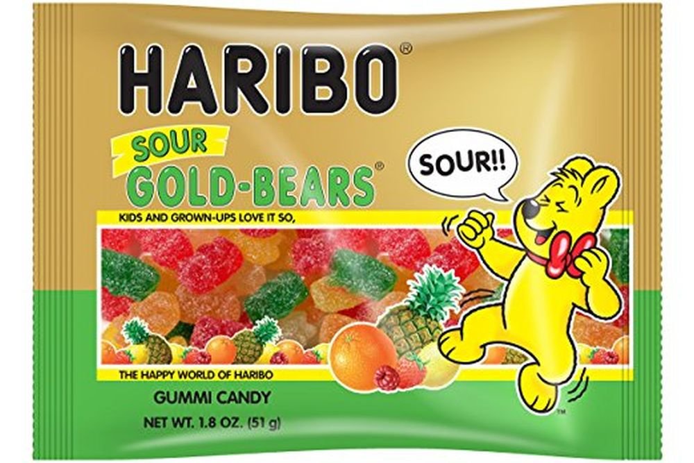 Haribo New Sour GoldBears Gummi Candy in 1.8 oz Individual Serving