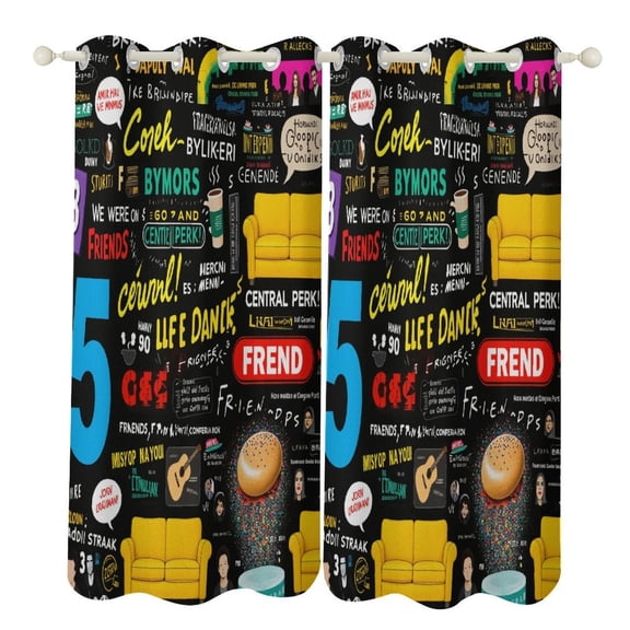 FRIENDS TV SHOW COLLAGE-1 Blackout Curtains Window Drapes Room Darkening Thermal Insulated Grommets Curtains for Living, Dining, Bedroom,2 Panels