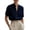 Navy, variant on Linen Shirts for Women Short Sleeve Band Collar V Neck Button Up Summer Blouses Business Casual Office Work Shirts