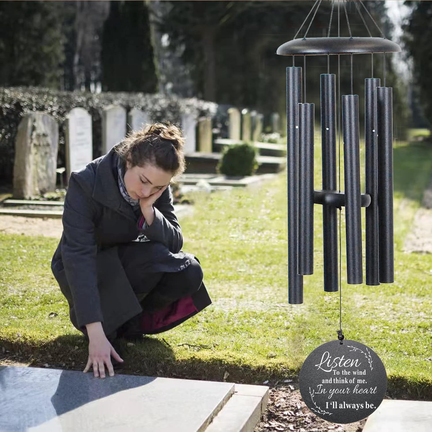 Sympathy Wind Chimes for Loss of Loved One, 40 Inch Memorial Windchimes for Lost Father Mother Friends, Remembrance Bereavement Gift