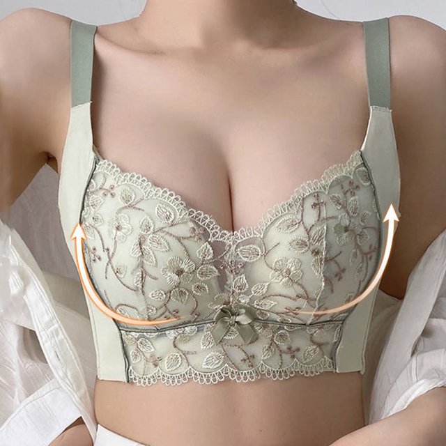Women's Plus Size Wireless Bra with Adjustable Back-Closure, Breathable Lace Thin Cup Seamless Full Coverage Comfort Support
