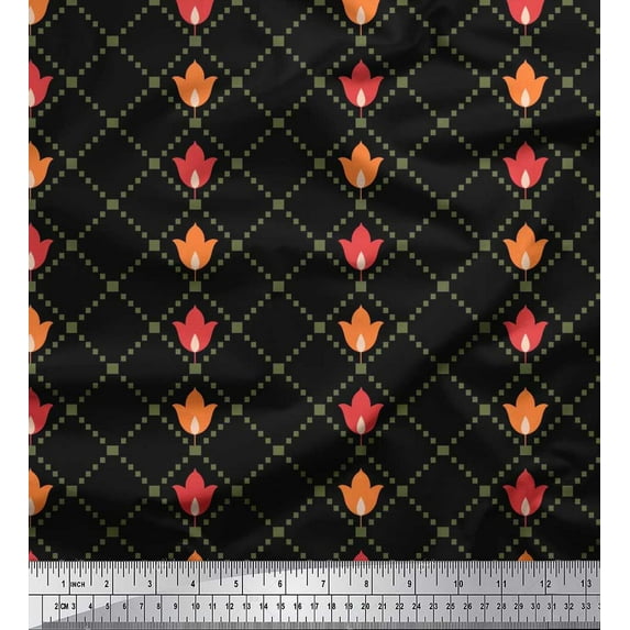 Soimoi Cotton Voile Fabric Jaal Jamdani Print Fabric by the Yard 56 Inch Wide