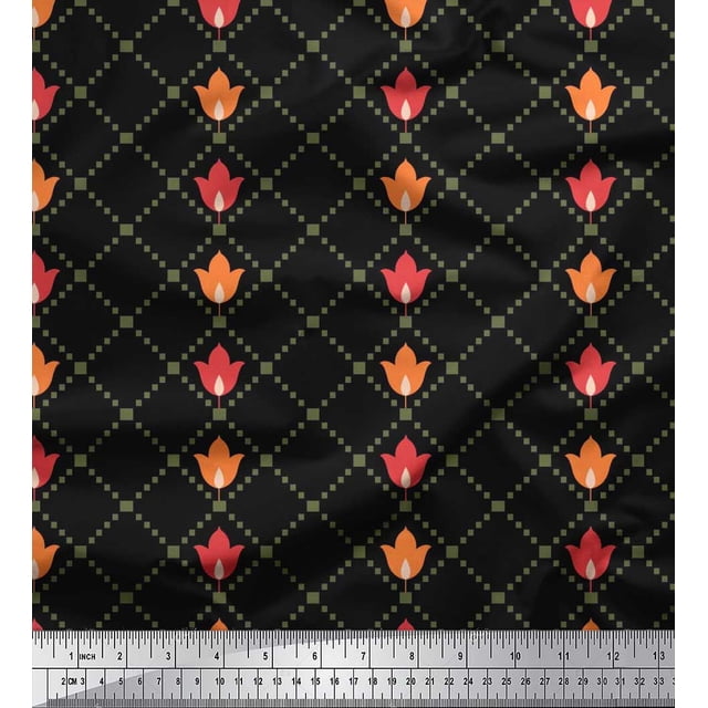 Soimoi Velvet Fabric Jaal Jamdani Print Fabric by Yard 58 Inch Wide