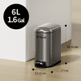 thumbnail image 3 of Stainless Steel Slim Bathroom Trash Can with Lid, 6L / 1.6Gal Step Narrow Waste Basket Covered Odorless Dustbin with Inner Bucket for Bedroom, Kitchen, Vanity, Office, Eclipse-Grey, 3 of 7