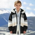 thumbnail image 7 of Ruyang Girls Fuzzy Fleece Hoodie Jacket Boys Winter Warm Furry Zip Up Coat Color Patchwork Soft Hooded Sweatshirt, 7 of 7