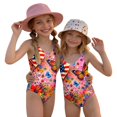 thumbnail image 2 of 250th Anniversary Flag Girls One Piece Swimsuits Size 6-7 Swimming Bikini Sets 1776 American Flag Butterfly Summer Sleeveless Beach Vacation Happy Festival Bathing Suits Pink 9-10 Years, 2 of 6