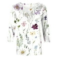 thumbnail image 4 of IROINNID Aubaines T-shirt à Manches Longues en Polyester pour Femmes Confortable Imprimé T-shirt Ample Blouse Mi-Longue Col Rond Hauts, Blanc, 4 of 5