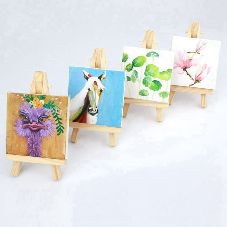 60 Sets Mini Display Easel with Canvas 8X8cm Wedding Table Numbers Painting  Painting Craft DIY 