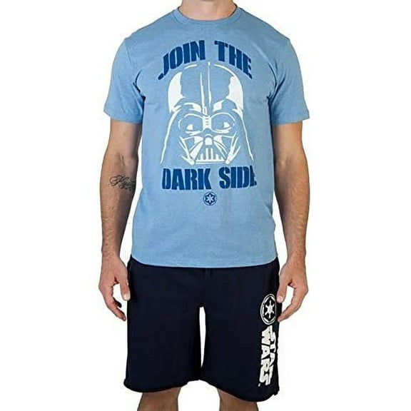 Star Wars Mens Darth Vader Dark Side Pajama Sleep Shorts & T-Shirt Set, Navy Blue (X-Large)