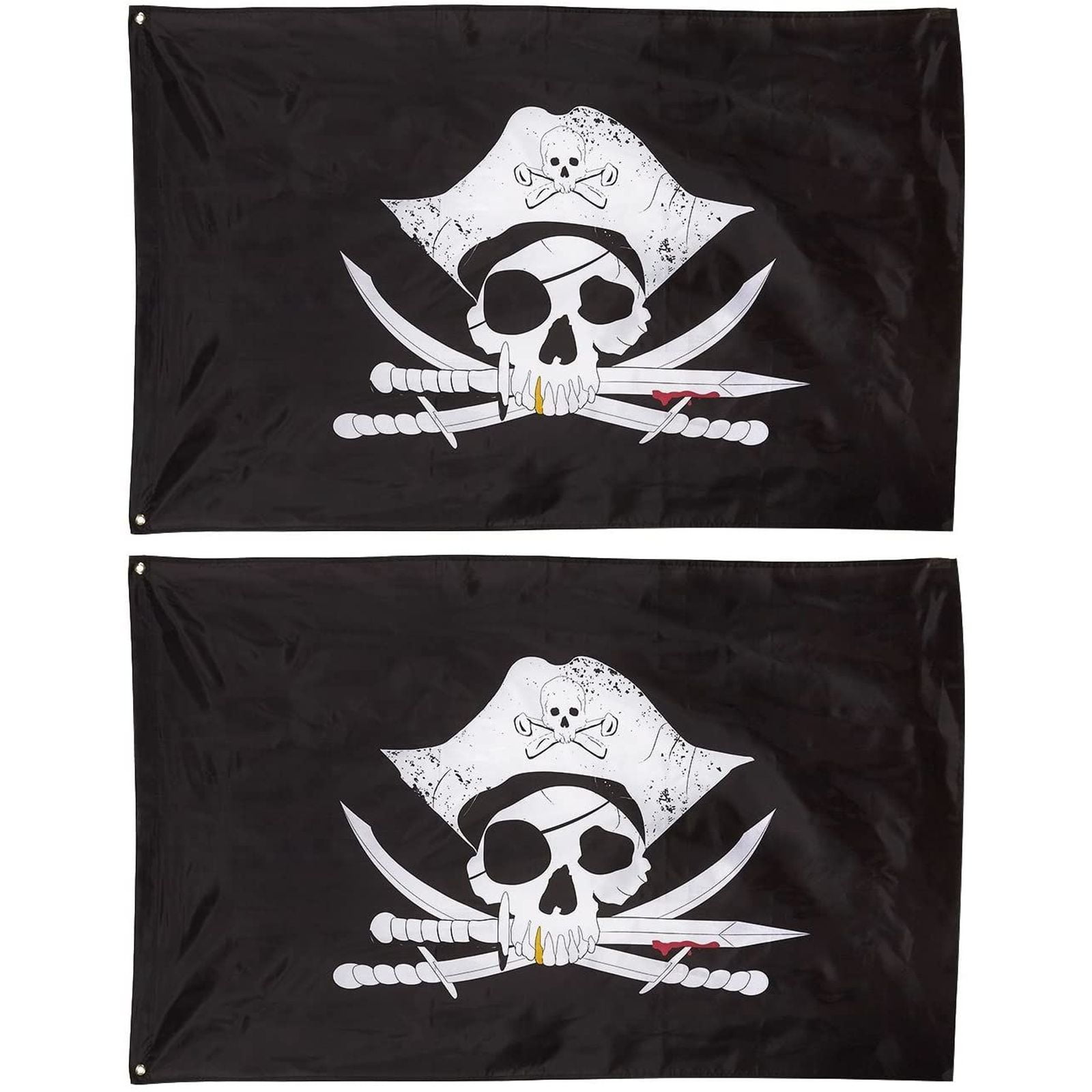 Crossed Sabres Small Flag 3ft x 5ft Skull & Crossbones Pirate Jolly Roger Party