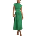 thumbnail image 1 of Sexy Dance Robe d'Été de Plage pour Femmes, Col Montant, Longue Maxi, Sans Manches, Robe Débardeur, Hawaïenne, Couleur Unie, Vert, P, 1 of 4