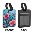 thumbnail image 2 of WIRESTER 2pcs Set PU Leather Luggage Tags Privacy Label Flap for Travel Suitcase Baggage - Bright Colorful Flowers & Butterfly, 2 of 7