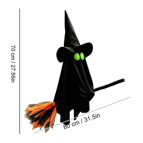2026 New Large Hanging Flying Ghost Decoration, Inflatable Ghost on Broomstick with Remote Control and Timer for Lawn, Patio, Porch, and Yard Display