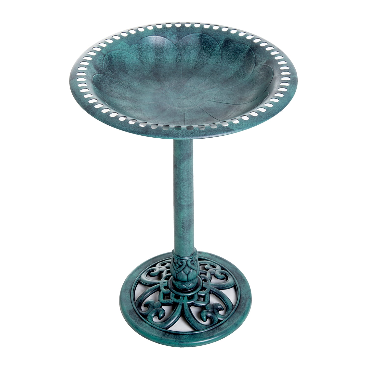 Outsunny 28" Pedestal Bird Bath Bowl Tall Garden Resin Free Standing - Green