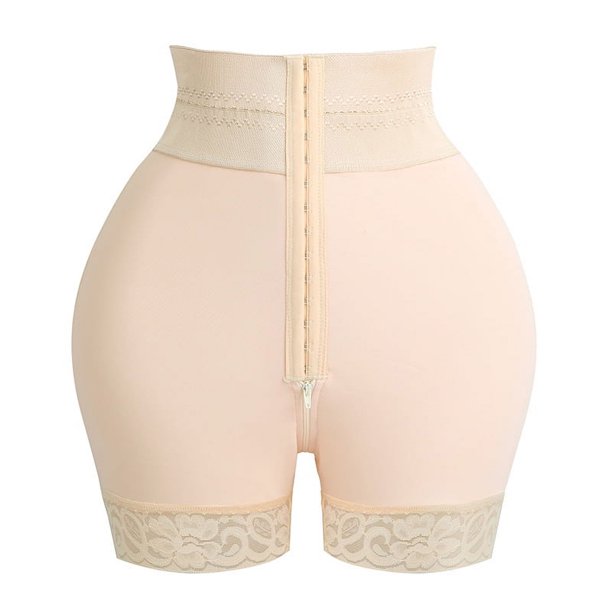 Pantalones de cintura alta con cremallera en la entrepierna y encaje para moldear la figura, levanta los glúteos y adelgazar los abdominales