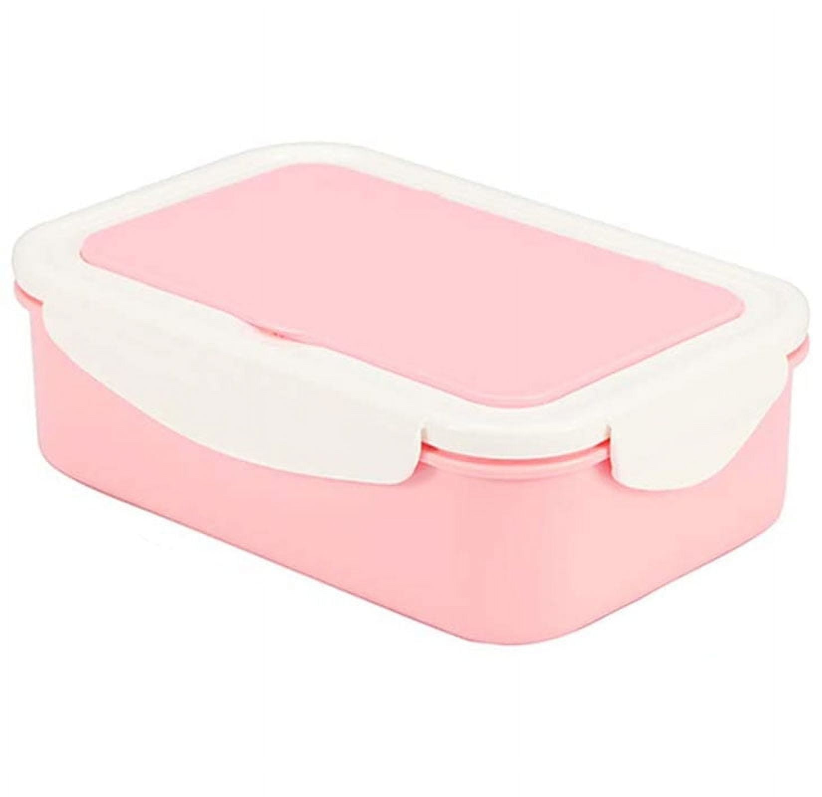 Bento Tek 3 oz White Buddha Box Snack / Sauce Container - with Pink Lid - 3  3/4 x 2 1/4 x 1 1/4 - 4 count box