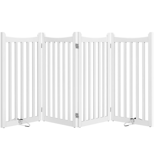 Yaheetech 36" Tall Freestanding Wooden Fence with 2 Support Feet, White