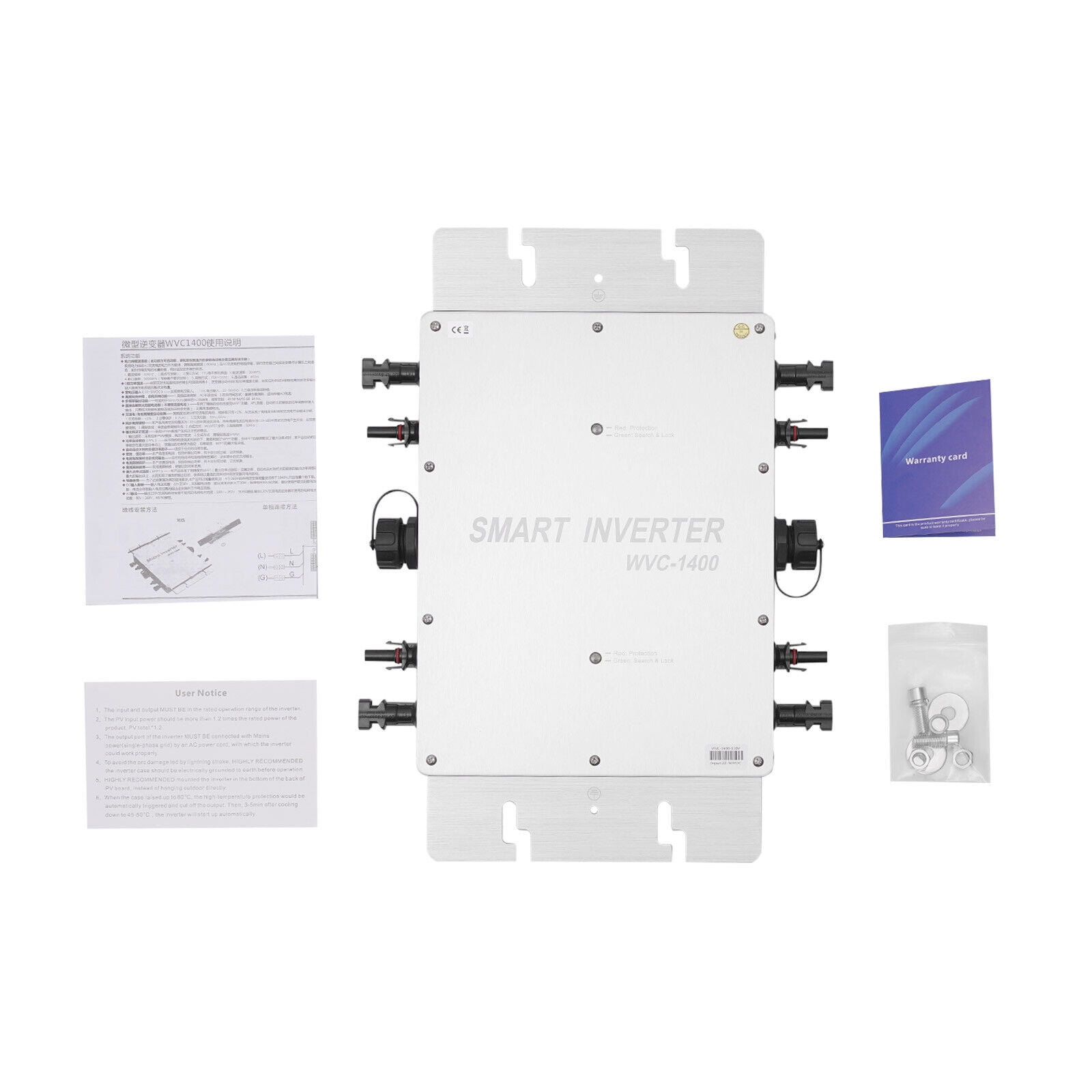 1400W Waterproof Solar Micro Inverter Grid Tie MPPT Pure Sine Wave DC to AC 110V