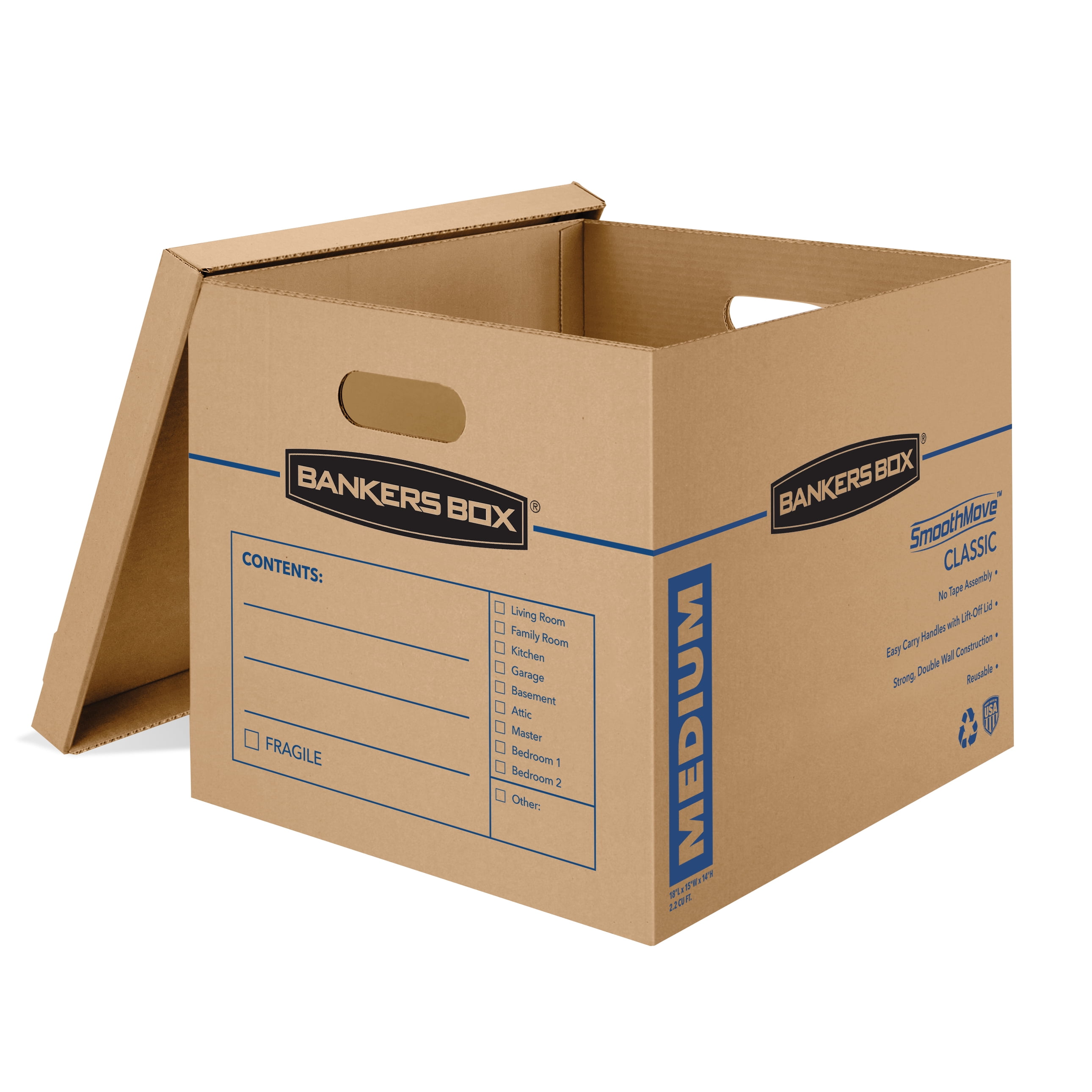 Bankers Box Smoothmove 3 Count Medium Moving Boxes