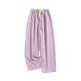 thumbnail image 4 of Women's Casual Fashion Striped High-Waisted Sleep Pants Loungewear Wearable As Outerwear, Fuchsia, 4 of 4