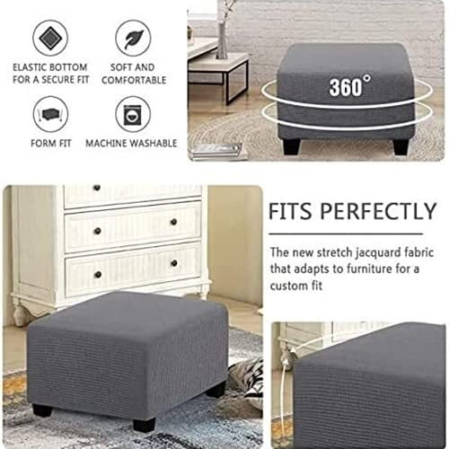 LKJYER Anti-Slip, Rectangle, Wear-Resistant, Removable, Washable Ottoman Cover Slipcover Rectangle Footrest Sofa Slipcovers Stool Cover Footstool Protector Covers Feature Stretch