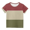 thumbnail image 4 of cfhntfmh Girls Casual T-Shirts Lounge Short Sleeve Color Block Tee Blouse Children's Loose Tunic Tops for 3- 12 Years, 4 of 4
