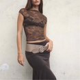 thumbnail image 5 of Endives Mesh Short Sleeve Tops for Women Slim Fit Crop Tops Shirt See Through Lace Going Out Top Club Wear T Shirts for Women L, 5 of 7