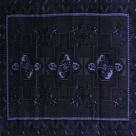 Ahgly Company Machine Washable Indoor Square Persian Blue Traditional Area Rugs, 5' Square