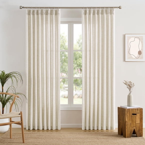 Cortinas RAIN CITY de 94 pulgadas en mezcla de lino crema natural
