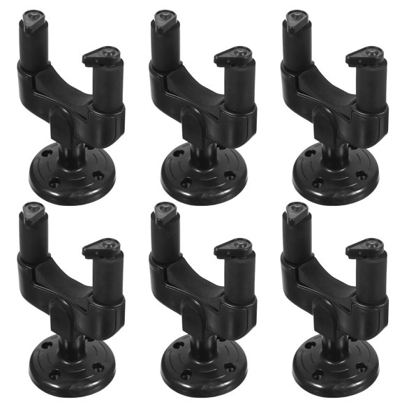 EeaseMX Juego de 6 colgadores de guitarra desmontables de pared con agarre de bloqueo automático y base (negro)