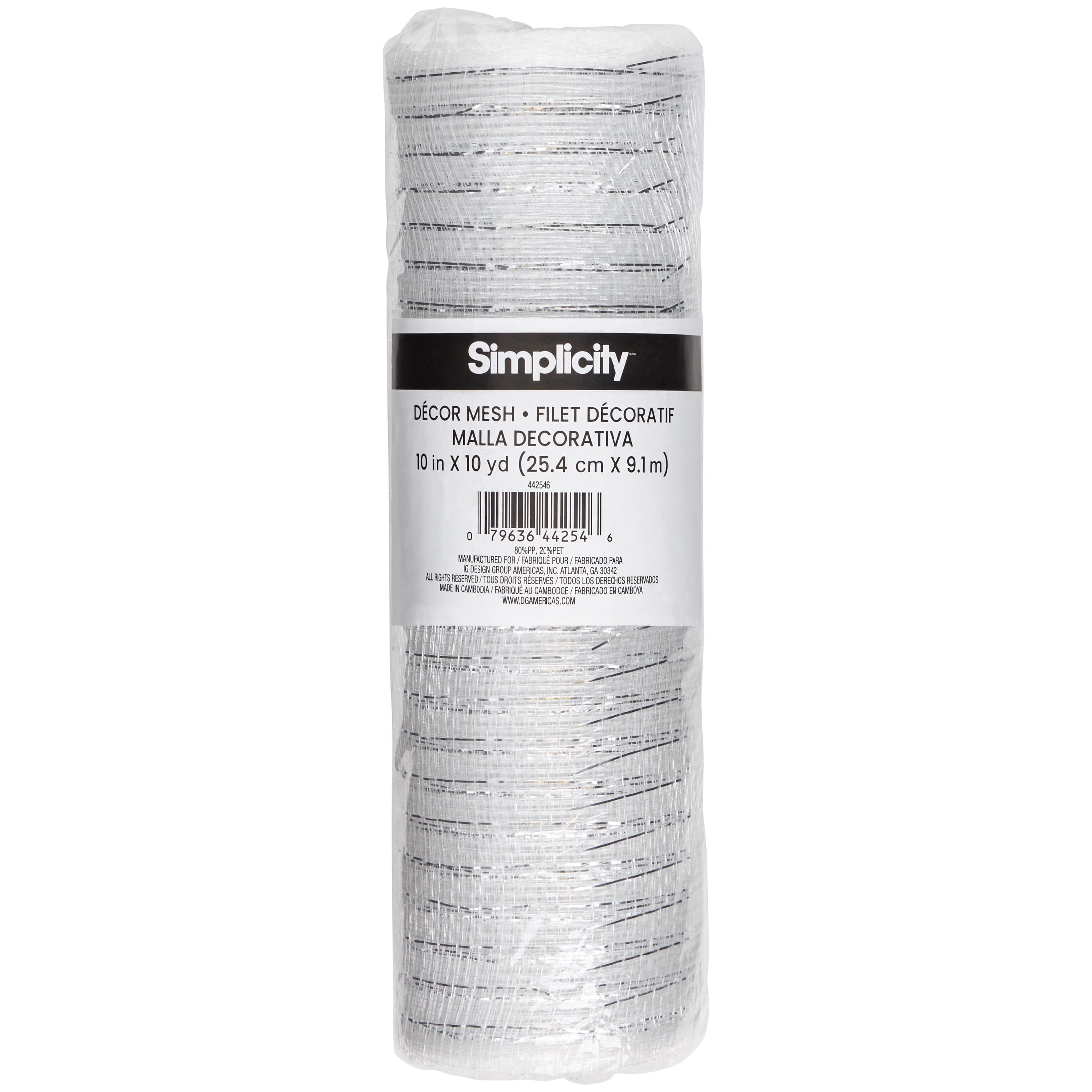 SIMPLICITY MESH WHT/SIL 10IN 10Y, PREFECT FOR WREATHS AND DECORATING